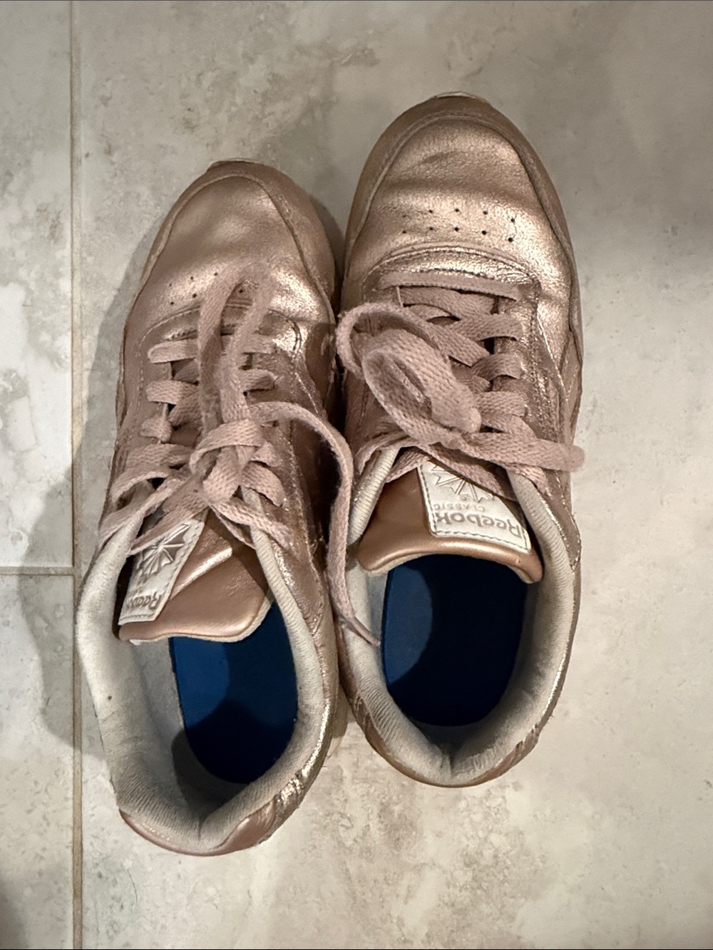 Reebok Women's Metallic Rose Gold Leather Sneakers